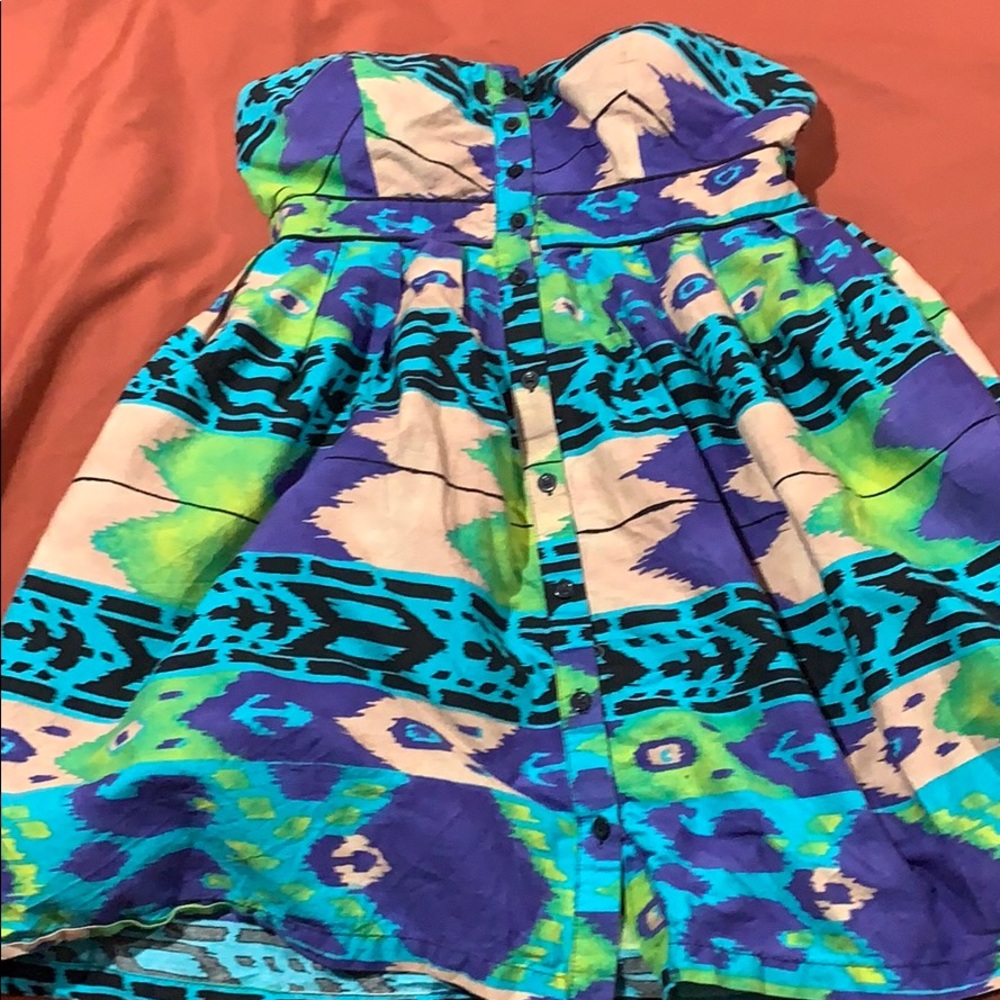 Tribal print strapless dress